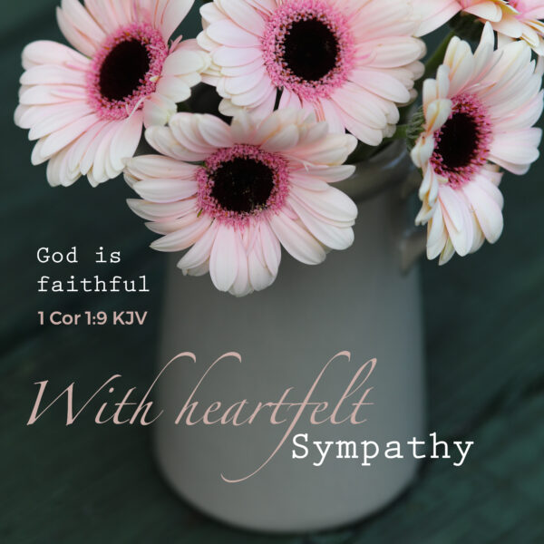 Pink gerbera sympathy card, 1 Cor 1:9
